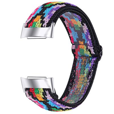 China Newest Durable 2121 Colorful Charge 5 Sport Watch Band Replacement Elastic Bracelet For Fitbit Charge 5 Band Straps for sale