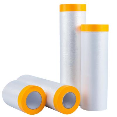 China Moisture Proof 4-64 fold PE Film Masking Tape Pre Taped Film With 2 Inches Acrylic Tape for sale