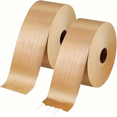 China Nature Rubber Glue Strong Self Adhesive Carton Packing Brown Reinforced Kraft Paper Tape for sale