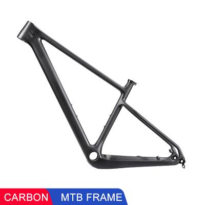 China 2021 mountain bikes 29er carbon mountain bike frame, toray full carbon hardtail mtb frame T1000 with 135*9/142*12mm hook XC carbon mtb frame for sale