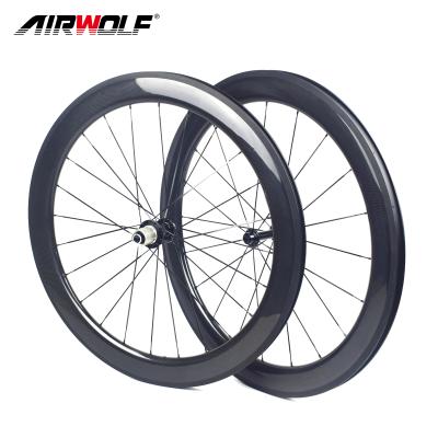 China Road Bikes 60MM Ultra Light 700C Road Bike Cyclingwheels T800 Carbon Fiber Wheels 25MM Powerway R13 Hub Bicycle Wheelset for sale