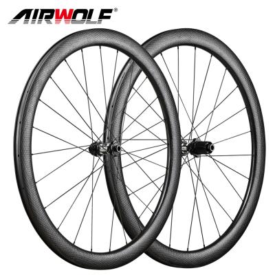 China Road Bike 700C 45X25MM Carbon Road Bike Disc Brake Anvil Dimpled Wheels Gravel Wheelset Cyclocross Wheels Center Lock Hub for sale