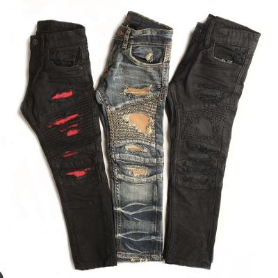 China Viable in popular kids pants ripper biker styles with baby boy jeans colorful paint pants for sale