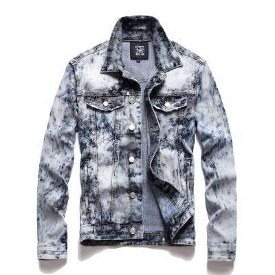 China AIPA OEM New Arrival Fashion Denim Jackets Men Breathable Snowflakes Destroyed Cotton Dyed Mens Jackets Anorak Jacket for sale