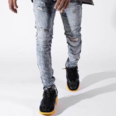 China AIPA Manufacturer Breathable China Factory Oem Custom Blue Skinny Ripped Distressed Jeans Pants Men for sale