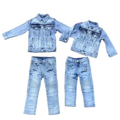 China Boys Jean Sets In-Stock Viable High Quality Popular Children's Jeans Fashion Boys Streetwear Jacket Boy Kid Jeans Sets for sale