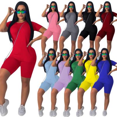 China Hot Selling 16 Colors Wholesale QUICK DRY Casual Sport Women's Two Piece Set Clothing 2 Piece Set Women Biker Shorts Set for sale