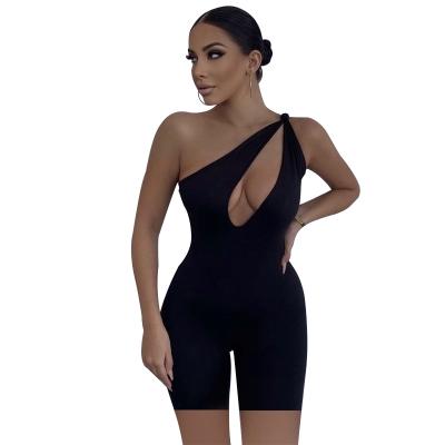 China Summer One Shoulder QUICK DRY Solid Overalls Sleeveless Jumsuits For Women for sale