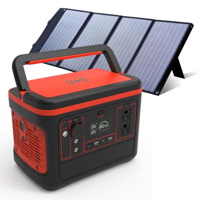 China Support 600w fast charging solar portable power station with panel solar panel charging portable lithium for power station for outdoor camping home for sale