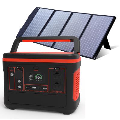 China Support 600w fast charging solar portable power station with solar panel generator fo solar portable camping power station for sale