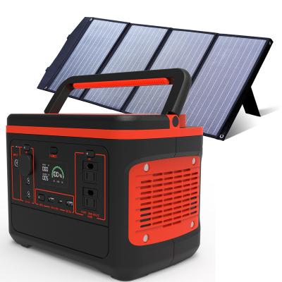 China Support 600w fast charging solar portable power station with panel charging station lamping power station for home outdoor camping emergency supply for sale