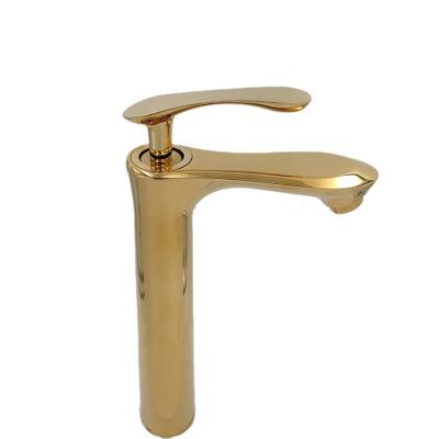 China Contemportary Style Metered Faucets Zinc Alloy Material Polished Mixer Wash Basin Gold Faucets For Bathroom for sale