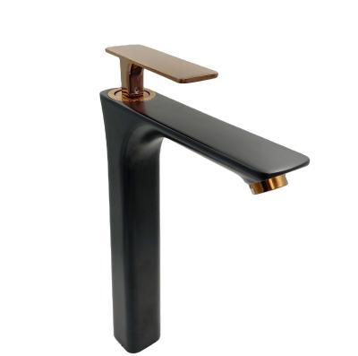 China Hot Selling Color Metered Rose Gold Water Basin Faucets Traditional Single Handle Double Faucets Black for sale