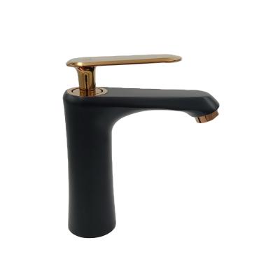 China Metered Faucets Morden Style Multiple Blackened Double Color Rose Gold Lavatory Faucets for sale