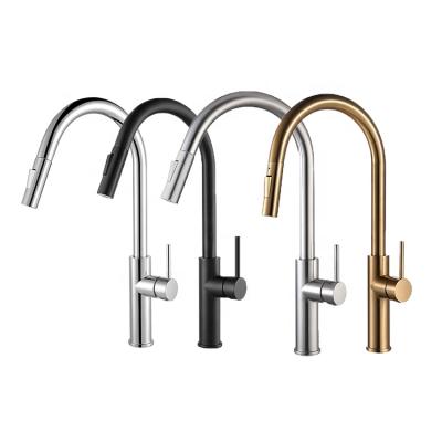 China Thermostatic Faucets Hot And Cold Water Sink Faucet ZINC Pull Out Spout Hose Kitchen Faucet for sale