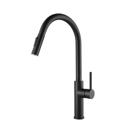 China Thermostatic Faucets Hot Cold Water Sink Faucet Matte Blacked Finished Pull Down Sparyer Spring Kitchen Faucet Service Faucets for sale