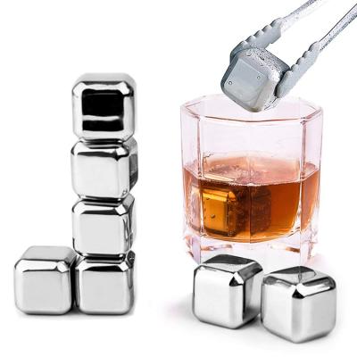 China Viable Viable In Stock Whiskey Rocks Stainless Steel Reusable Cooling Ice Cubes for sale