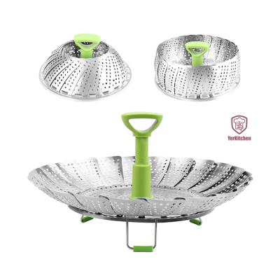 China Sustainable Sustainable Vegetable Steamer Collapsible Stainless Steel Steamer Basket Cooking Folding Steamer for sale