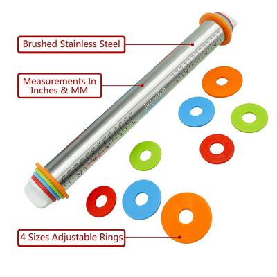 China Pin Pin Baking Pin Stainless Steel Pastry Rolling Pin (Silicone Pastry Baking Mat - SOLD SEPARATELY) for sale