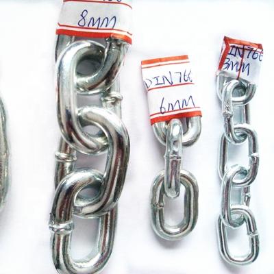 China Lashing Chain 6mm 8mm Galvanized Iron G30 766 Din 10mm Steel Link Chain for sale