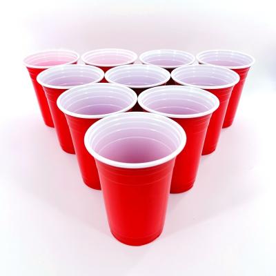 China Party Double color 16oz 500ml  Drinking Custom Printed disposable red party plastic cups for sale