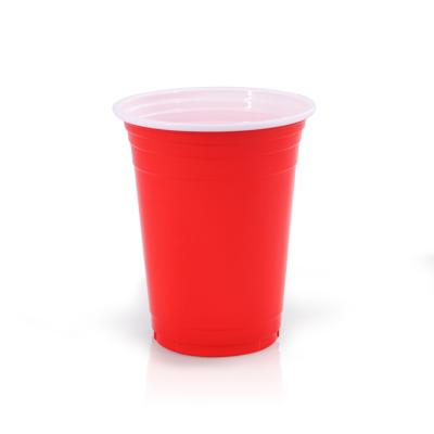 China Disposable Eco Friendly Stocked Biodegradable Disposable 16oz Plastic Red Beer Pong Party Cup For Party for sale