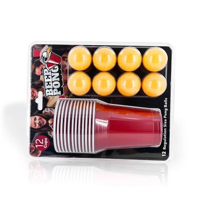 China Disposable Eco Friendly Stocked Biodegradable Wholesale disposable plastic 16oz party cup drinking game balls cups kit beer pong set for sale