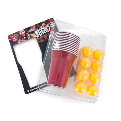 China Disposable Eco Friendly Stocked Biodegradable Free Samples Beer Pong Set 24 Cups And Ping Pong Balls PP Plastic Red Cups Beer Pong Cup Set for sale