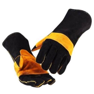 China Long Breathable Leather Gloves Leather Cowhide Protect Welder Hands Gloves for sale