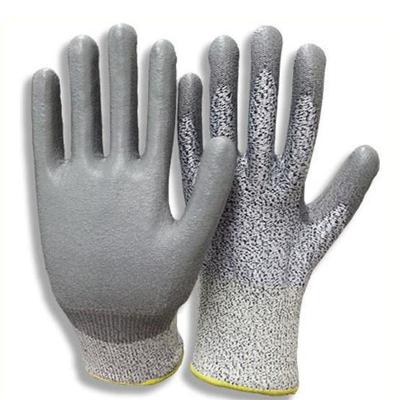 China Breathable Universal Fit Gloves Heavy Duty Level 5 With PU Coated Anti Cut Heavy Duty Gloves Level 5 for sale