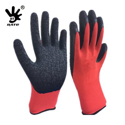 China Breathable Wholesale Knitted Polyester Working Gloves Nylon Latex Coated Work Safety Gloves For Construction for sale