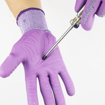 China Industrial Anti-Slip Tape Coated HPPE Cut Resistant Safety Work Gloves for sale