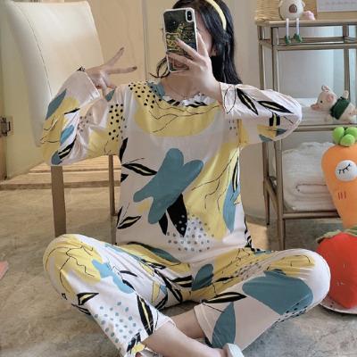 China Hot-selling QUICK DRY women's pajamas with long sleeves two-piece long sleeves pajamas cartoon women's leisure s and pullovers for sale