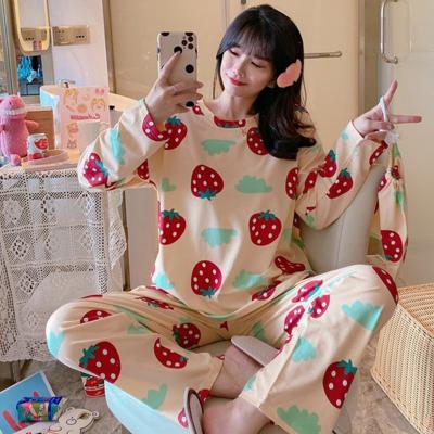 China Three-piece loose cotton loungewear long sheath women's pajamas QUICK DRY women's pants can be worn outside for sale