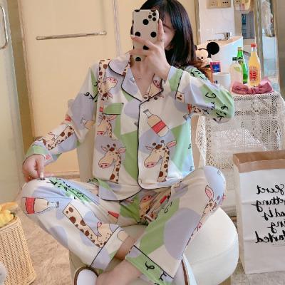 China Summer QUICK DRY pajamas, women's short-sleeved dress, milk silk, Korean cute cartoon style, leisure, large size, loose and thin, home ser for sale