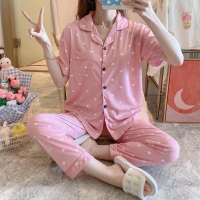 China Summer QUICK DRY pajamas short sheath pants, thin cardigan, loose casual two-piece suit for sale