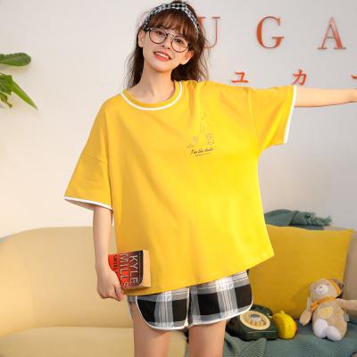 China 2 Piece Cotton Family QUICK DRY Pajamas Set PJ Summer Sleepwear Girl Casual Style Soft Plaid Shorts for sale