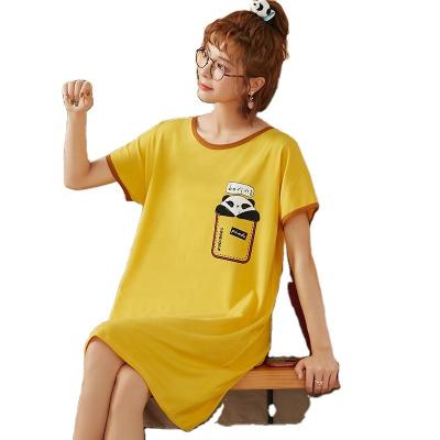 China Women's home service 2021 cute breathable thin short-sleeved cartoon pajamas summer sleep skirt new for sale