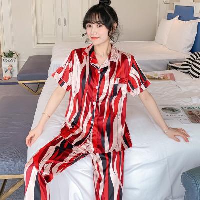 China Smmoloa Thermal Women Short Sheath Sexy Long Pants Silk Pajamas Sleepwear Pajamas for sale