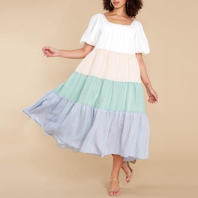 China Breathable Ladies Women Dresses Casual Summer Maxi Dresses Rayon Puff Sleeve Dress Elegant Woman Clothes Manufacturer Small Orders for sale