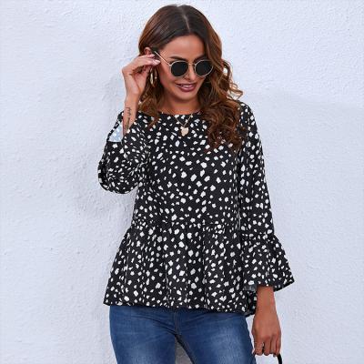 China 2022 New Arrivals Spring Autumn Elegant Women Anti-pilling Long Sleeves Peplum Top Blouse for sale