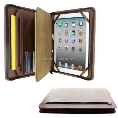 China Premium Leather Plug Card PU Folder Tablet Case with Notepad Holder and Zipper Pockets for iPad 2,3,4,air,air 2,pro 9.7 for sale