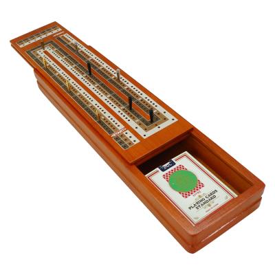 China OEM Eco-friendly Hot Selling Wooden Cribbage Board With Mental Cribbage Pegs for sale