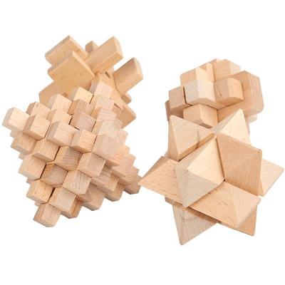 China Hot Selling Amazon Intelligence Kongming Lock Wooden Puzzle Toy Wooden Puzzle Cube Puzzle Game Game for sale