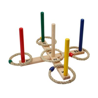 China Ourdoor Wooden Ring Toss Game Throw Rope Ring Game Set Outdoor Yard Game for sale