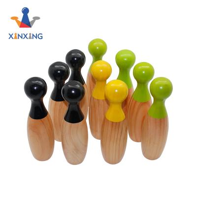 China Lawn Bowling Wooden Wooden Set, Wooden Bowling Pins 10 Wooden Pins, 2 Balls for sale