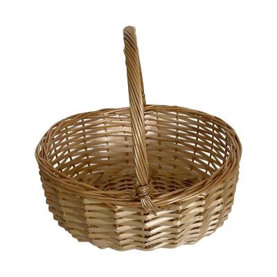 China New Picnic Park Sustainable Handmade Wicker Open Top Basket Outdoor Lunch Storage Willow Rattan High Quality for sale