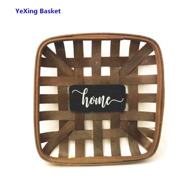 China Sustainable Chinese Handmade TOBACCO Bamboo Basket with Decoration HOME for sale