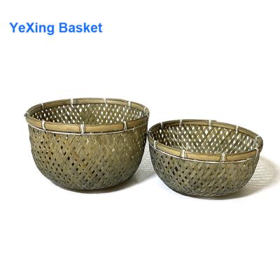 China Premium Quality Bowl Shape Folding Bamboo Gift Basket For Present for sale