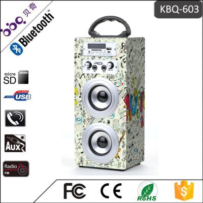 China Handheld wooden portable karaoke wooden bluetooth microphone Micphone outdoor bluetooth speaker KBQ-603 for sale